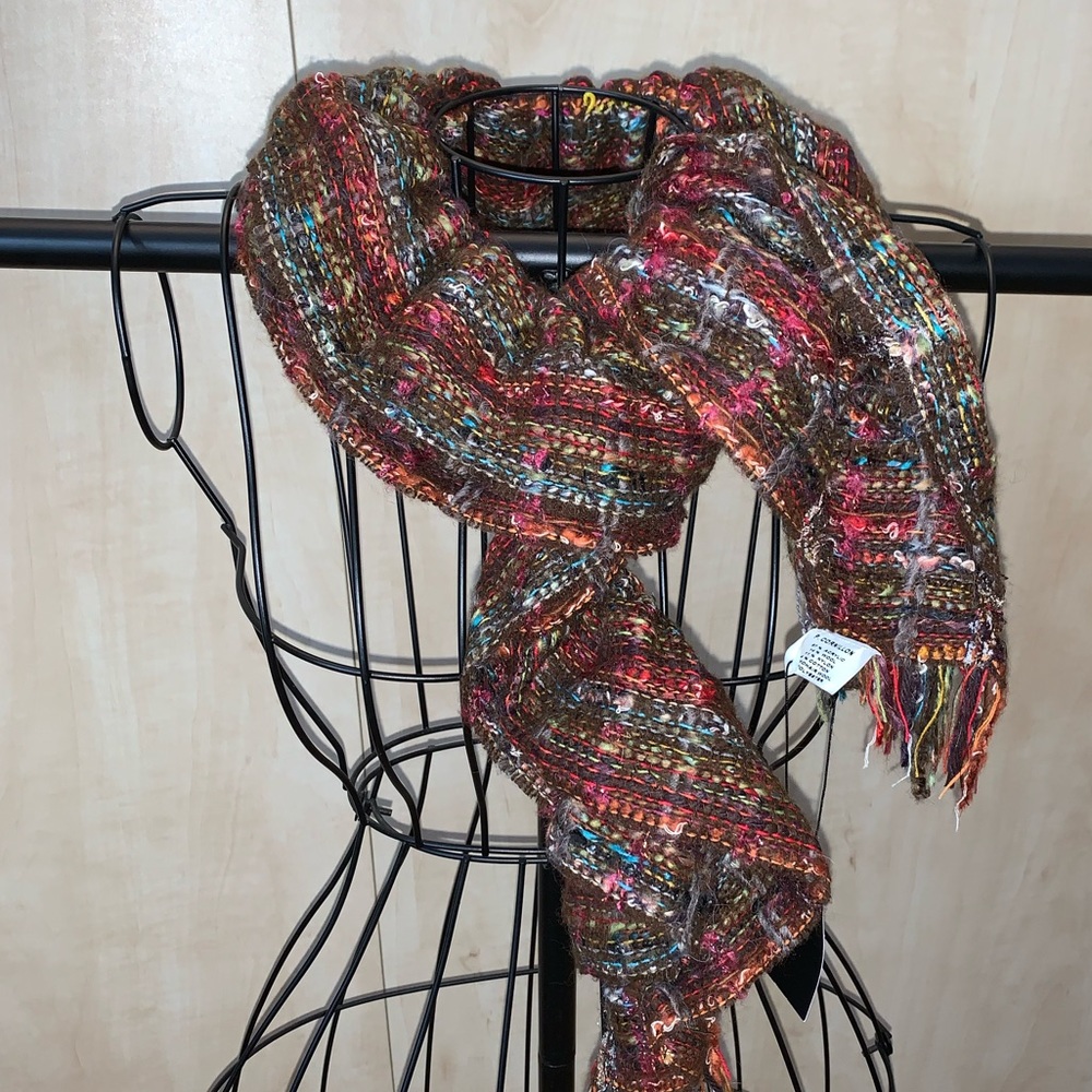 Multi color knit scarf made in France